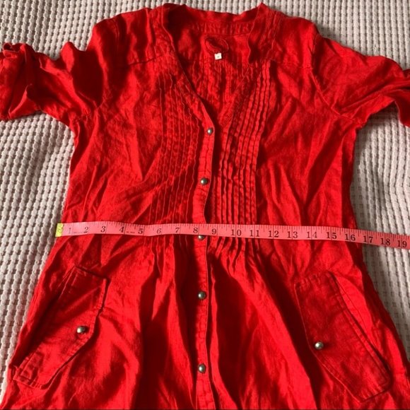 Red Button-Up Women's Dress - Picture 11 of 13